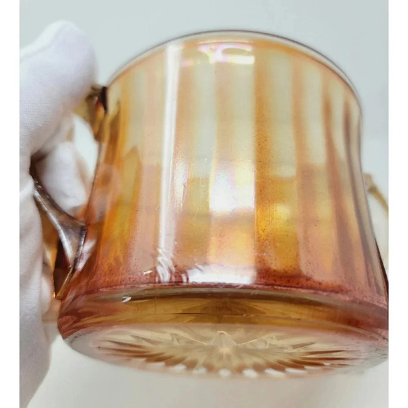 Vintage Amber Carnival Glass Sugar Bowl - Picture 6 of 7